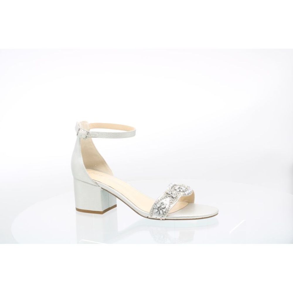 Betsey Johnson Womens Mel Silver Ankle Strap Heels Size 9